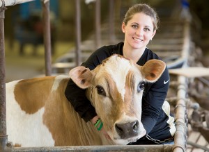 Katie Osborne, WFU Biology major is searching for ways to prevent mastitis in dairy cows.