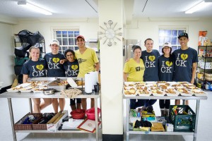 Campus Kitchen Volunteers making boxed meals for the needy.